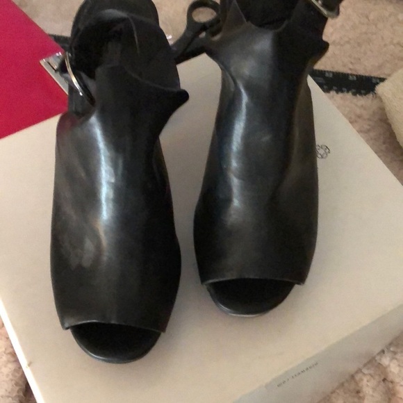 𝅺Topshop  size 10 black leather platform slingback block heel - Picture 1 of 9
